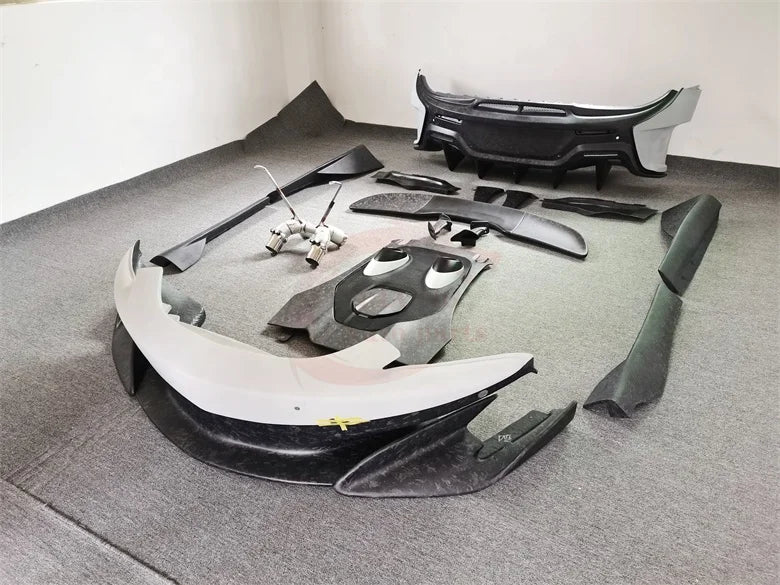 Forged semi-carbon fiber 600LT style front Rear bumper side skirt spoiler rear hood exhaust for McLaren 540C 570S Upgrade 600LT