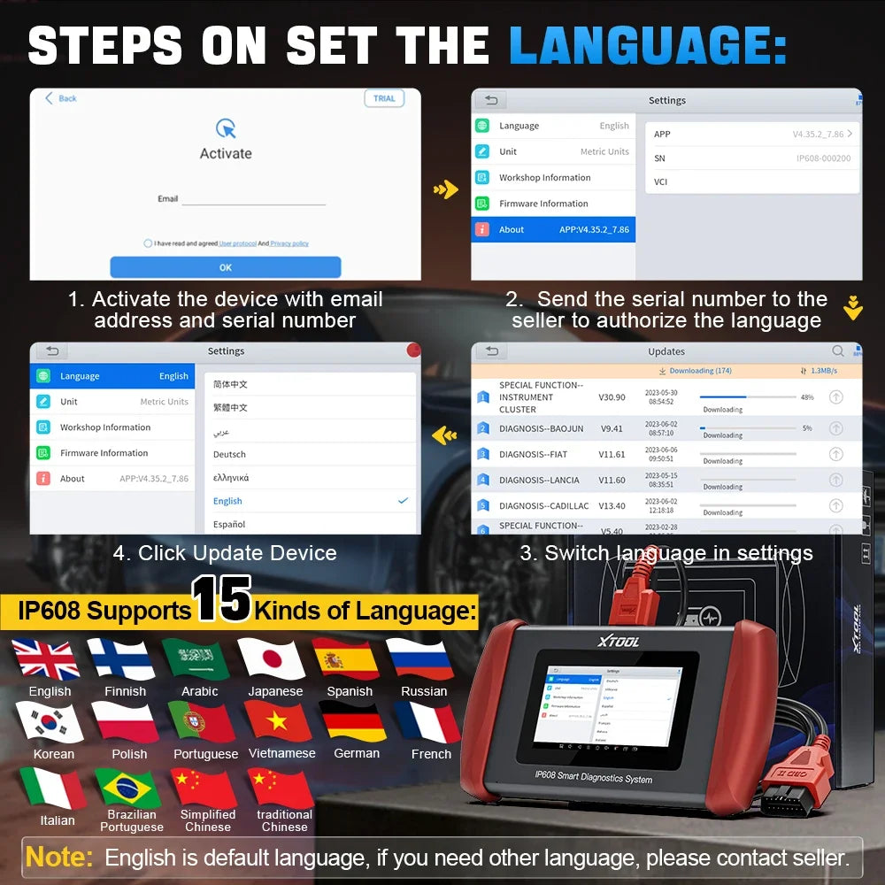 XTOOL Inplus IP608 Car Diagnostic Tools 30 +Service Functions OBD2 Scanner Auto VIN Scan Car Tools CANFD Lifetime Free Update