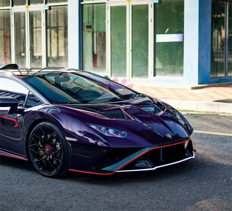 Used for Lamborghini Huracan LP610 LP580 EVO STO Style Dry Carbon Fiber Front and Rear Bumper Side Skirts Hood and Body Kit
