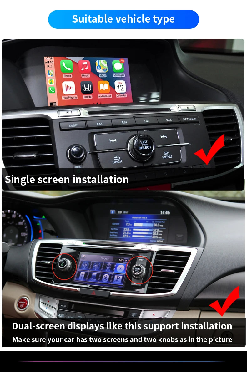 Car Media Player For Honda Accord 9 9.5,2013 2014 2015 2016 2017 5G Wireless Carplay Android Auto Bluetooth Phones, Music