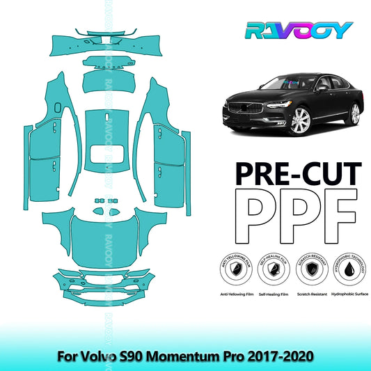 Precut Paint Protection Film Full Vehicle Anti-scratch Exterior TPU PPF For Volvo S90 Momentum Pro 2017-2020