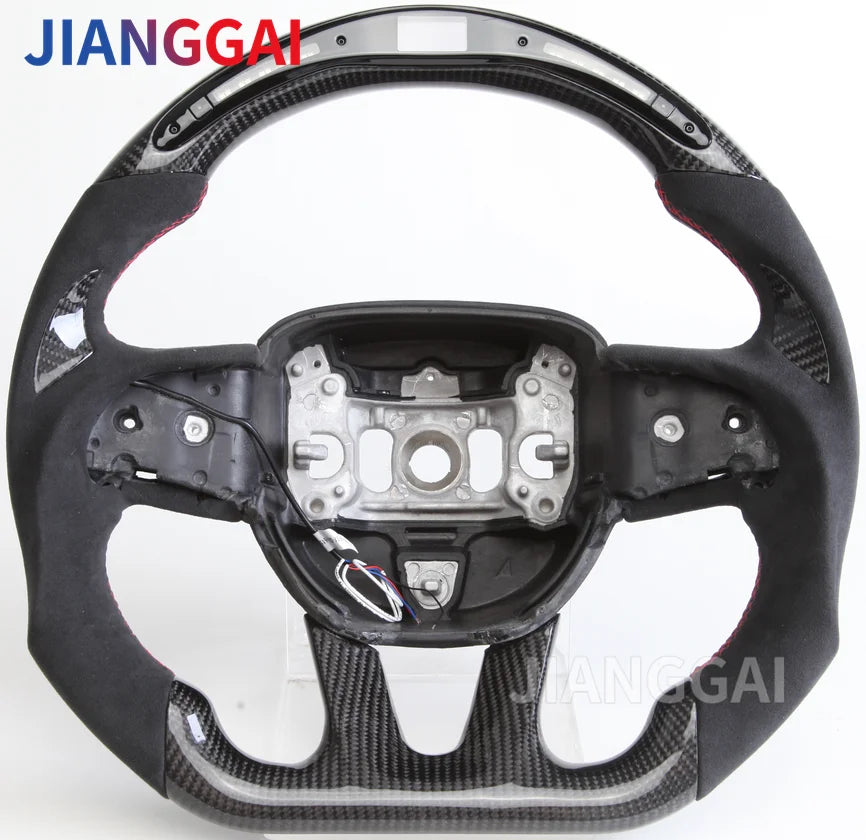 Carbon Fiber Steering Wheel For Dodge Challenger Charger 2015-2022 Alcantara LED Racing Steering Wheel Customized Perforated