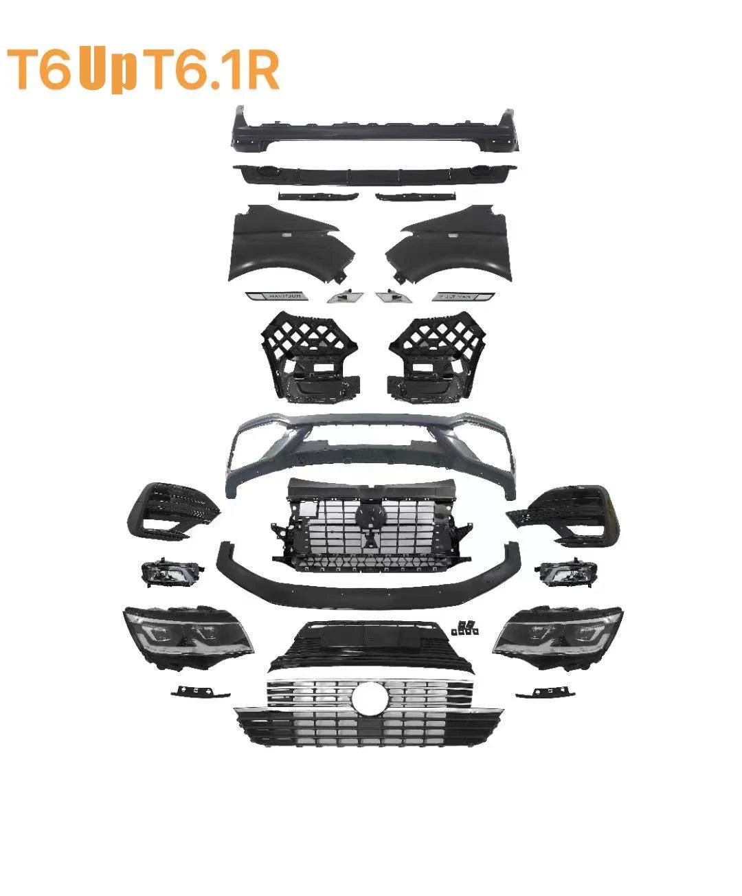 VW MULTIVAN T5 T6 up T6.1 FACELIST BODY KIT Front Rear Bumper Car Grille Fender Headlight for Volkswagen TRANSPOTTER Accessories