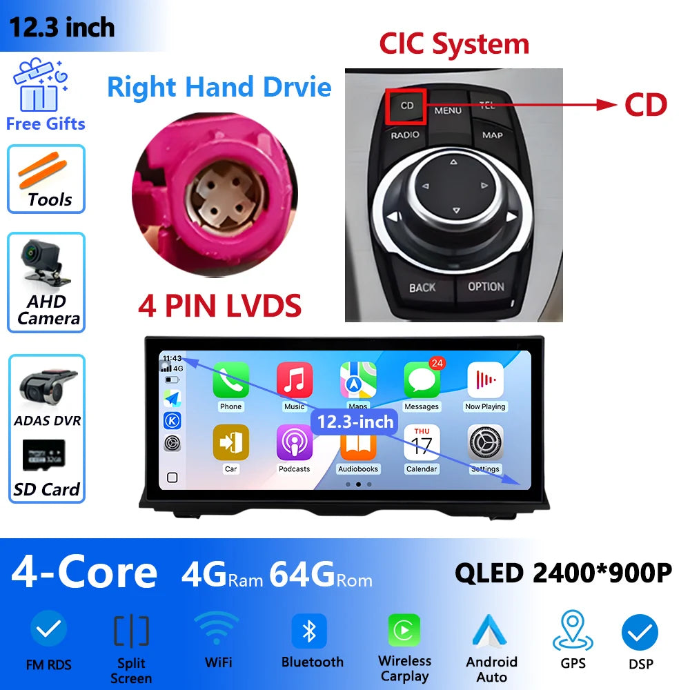 RHD For BMW 5 Series F10 F11 2011 - 2017 Android Wireless Carplay Radio Multimedia Player GPS WIFI DSP Stereo Screen Accessories