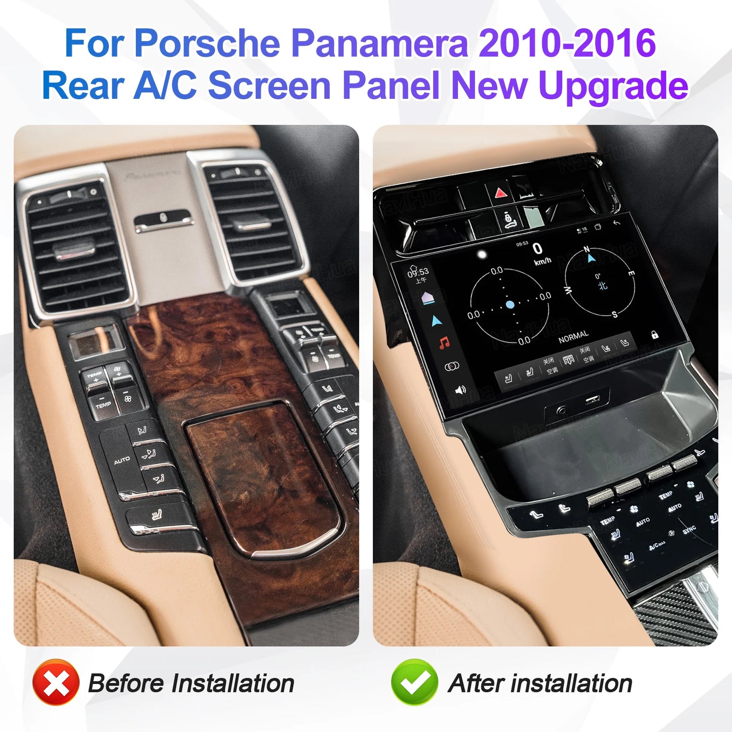 NaviHua New Upgrade Car Interior  For Porsche Panamera 2010-2016 Android Car Radio LCD Console Climate Control Panel Stopwatch