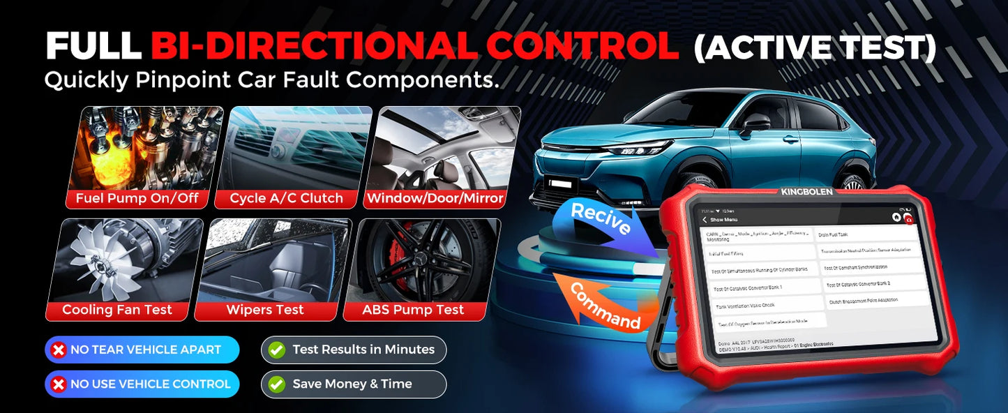 [Lifetime Free Update] KINGBOLEN K8 PRO ELITE Auto Diagnostic Tool Full System ECU Coding 40 Service Bidirectionnal OBD2 Scanner