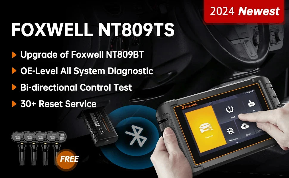 FOXWELL NT809TS TPMS Programming Tool All Systems Car Scanner Bi-Directional Control 30+ Reset OBD2 Bluetooth Diagnostic Tools