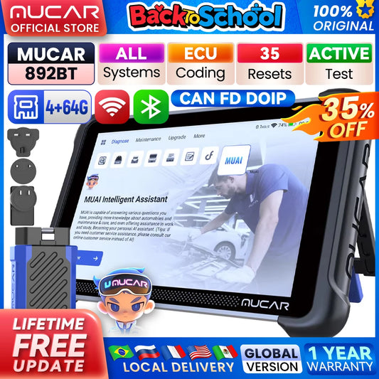 MUCAR 892BT Free AI CANFD DoIP Car Diagnostic Tools All System Auto Scan Tool ECU Coding Bi-Directional OBD2 Scanner 35 Resets