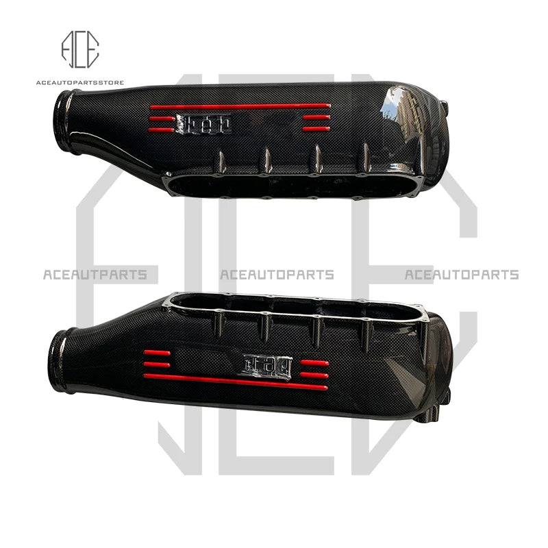 2 Pcs/Set  Dry Carbon Fiber Glossy Engine Air Intake Cover For Ferrari 458 Air Intakes Pipe Professional Auto Accessories