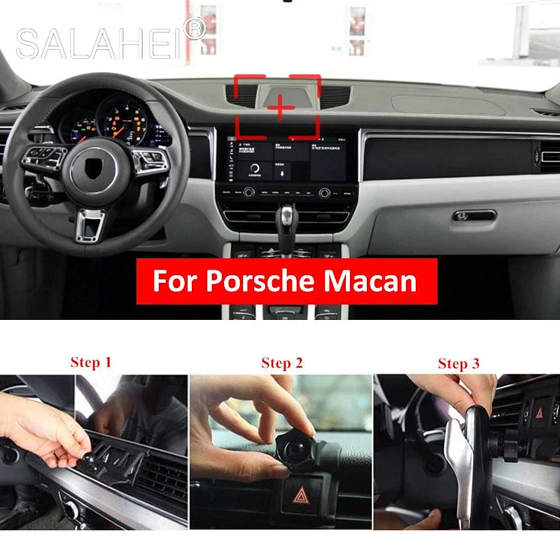 Color Name: Black - Car Mobile Phone Holder For Porsche Macan Air - Premium Interior Accessories from salahei - Just $37.99! Shop now at Rapidvehicles