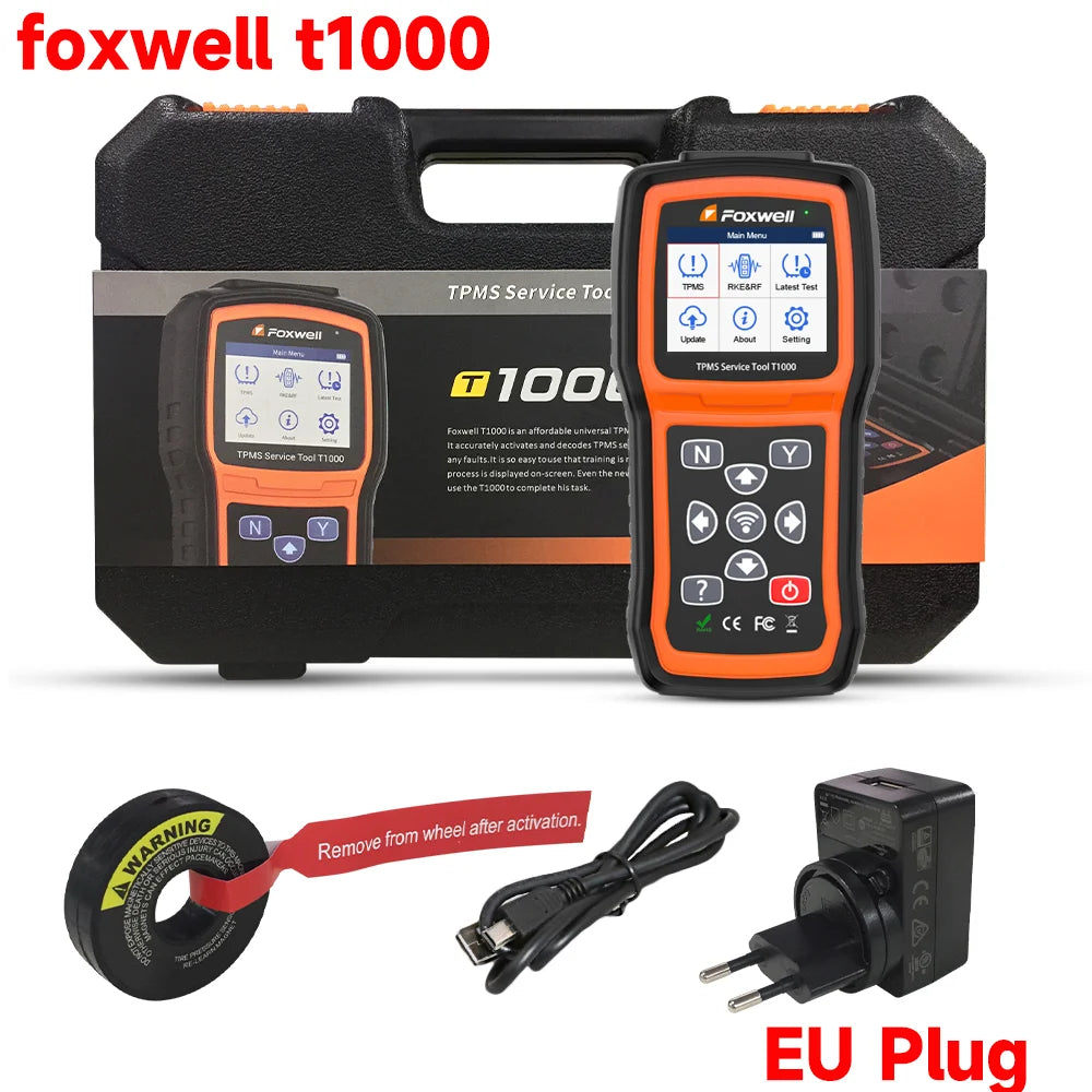 Foxwell T1000 TPMS Tool Tire Pressure Monitoring Sensor Programming Relearning Activation and OBD System Reset Car TPMS Reset