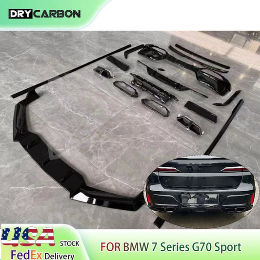 Front Bumper Lip Rear Spoiler Trunk Wing Rear Diffuser Exhaust Tips Side Skirts Body Kits for BMW 7 Series G70 Sport 2023+