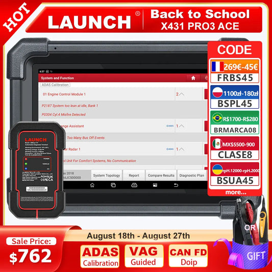 LAUNCH X431 PRO3 ACE Car OBD2 Diagnostic Tool Auto Bidirectional Scan Tool CAN FD & DoIP,FCA SGW,ADAS with 2-Year Free Update