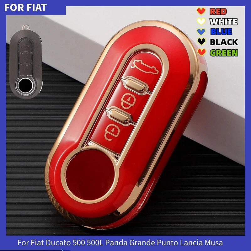 Color Name: Red - 3Buttons TPU Car Flip Key Case Cover For Fiat - Premium Interior Accessories from NoEnName_Null - Just $7.99! Shop now at Rapidvehicles