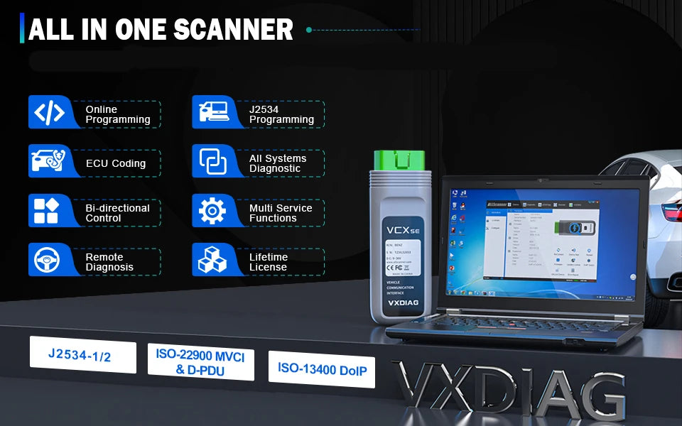 VXDIAG VCX SE J2534 Passthru Programmer OEM Reprogramming Diagnostic Tool for 11+ Brands for Mercedes Benz VW BMW JLR Porsche