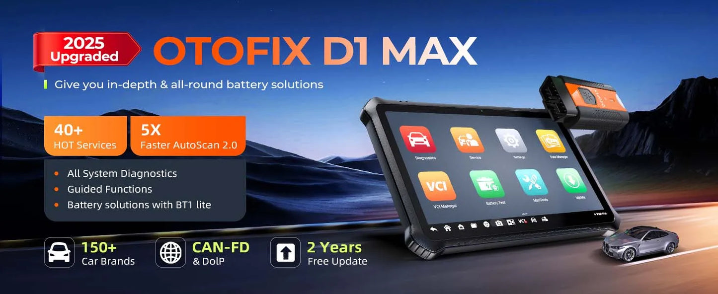 OTOFIX D1 Max Automotive Diagnostic Scan Tool Bi-Directional Scanner ECU Coding DoIP & CANFD 2 Years Update Upgraded of D1 PRO