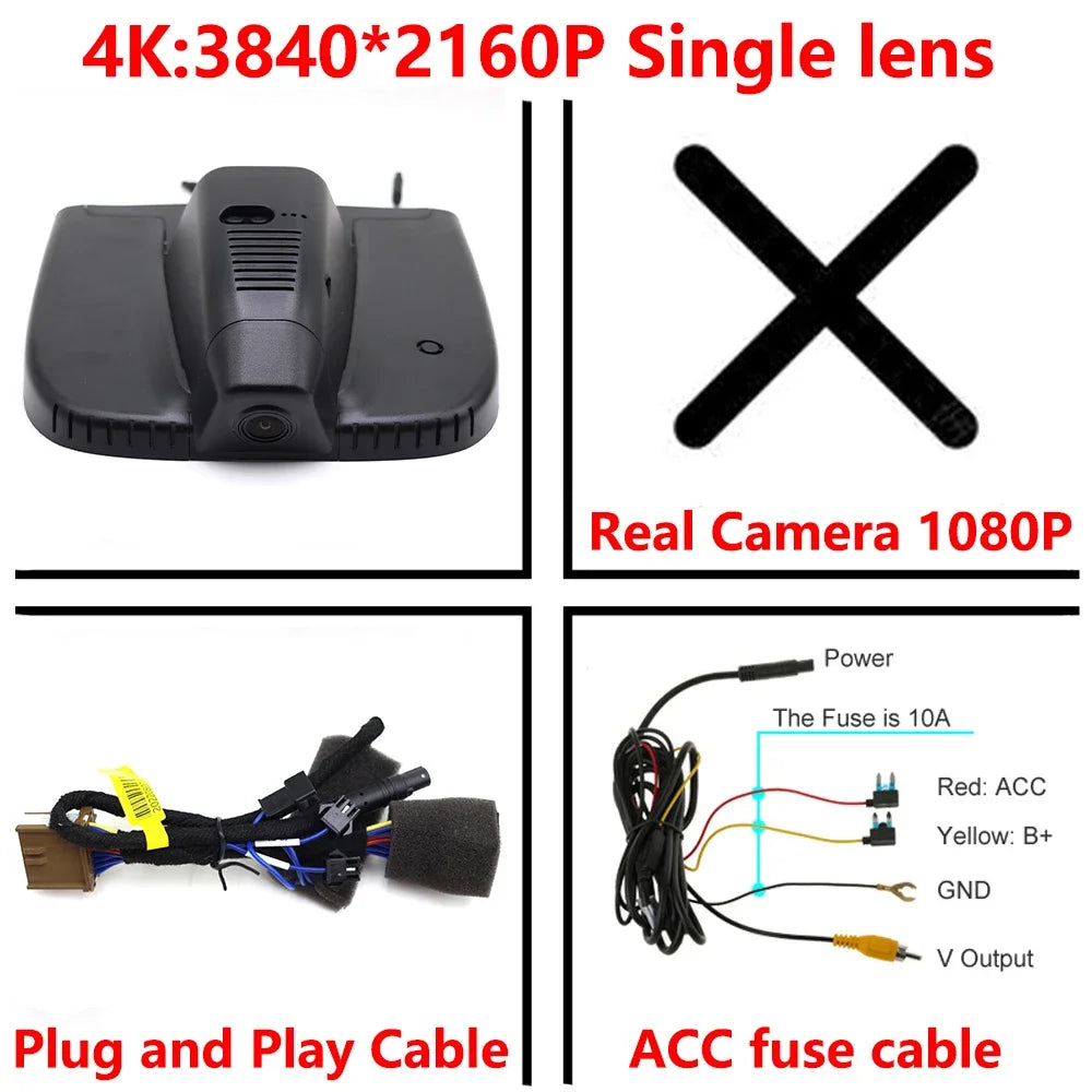 ZJCGO 4K Wifi 3840*2160 DVR Dash Cam Camera Video Recorder for Alfa Romeo Giulia Stelvio 952 949 2015~2024