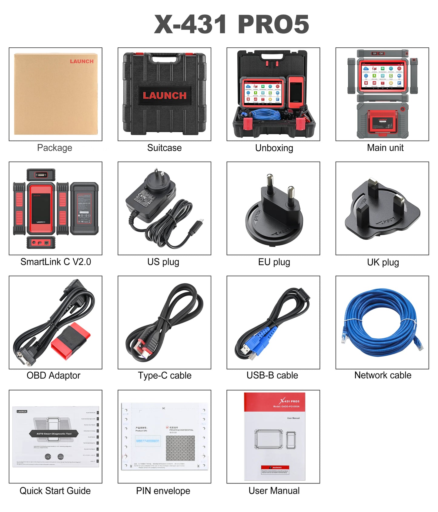Launch X431 Pro5 Smartlink Car Diagnostic Tool ECU Programming Tool with J2534 SmartLink OBD2 Scanner