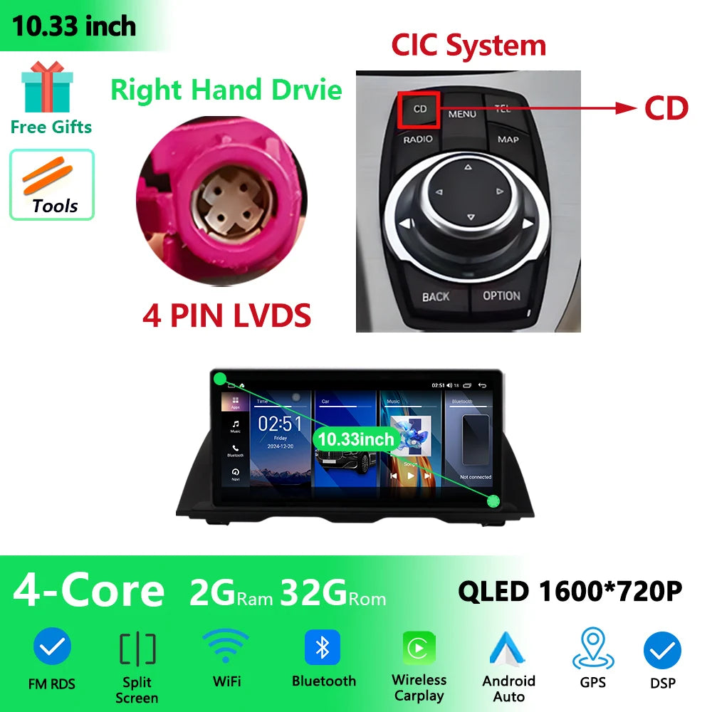 RHD For BMW 5 Series F10 F11 2011 - 2017 Android Wireless Carplay Radio Multimedia Player GPS WIFI DSP Stereo Screen Accessories