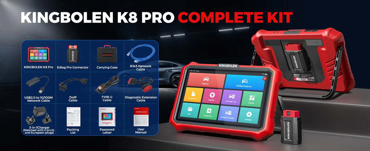 [Lifetime Free Update] KINGBOLEN K8 PRO ELITE Auto Diagnostic Tool Full System ECU Coding 40 Service Bidirectionnal OBD2 Scanner