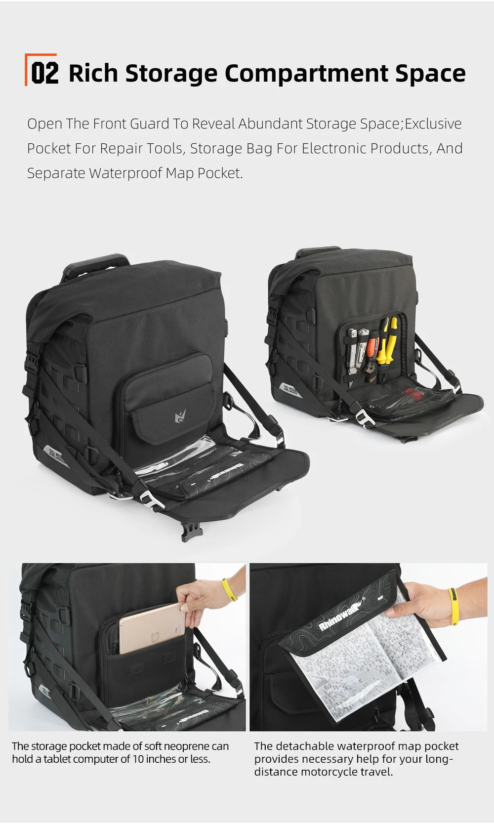 Rhinowalk Motorcycle Side Bag 35L Waterproof Quick Release Saddle Bag For BMW R1300GS R1250GS R1200GS S1000XR Motorbike Luggage