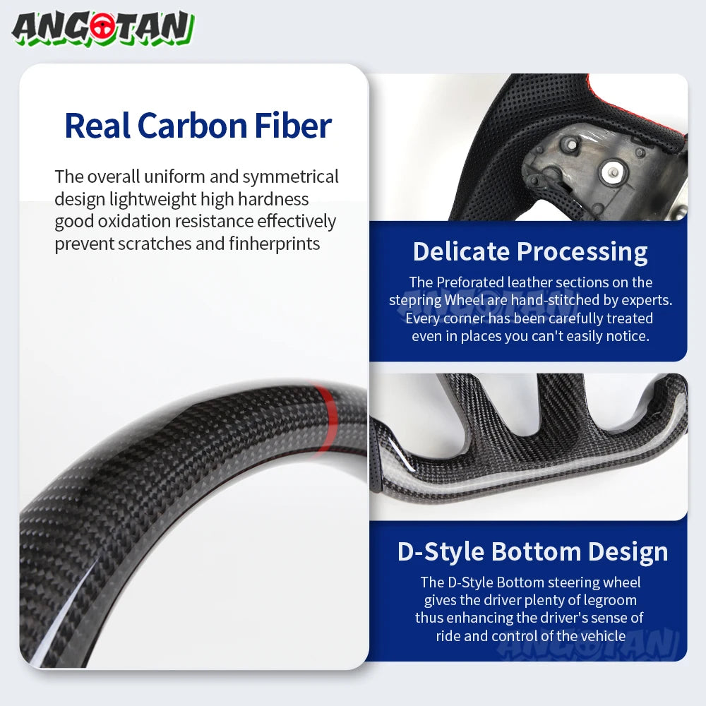 Carbon Fiber Steering Wheel For Dodge Challenger Charger 2015-2022 Alcantara LED Racing Steering Wheel Customized Perforated