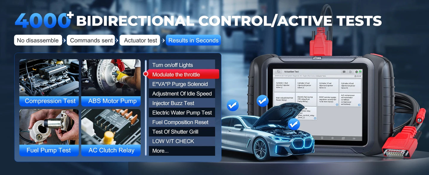 XTOOL D8S Car Diagnostic Tools Bidirectional Scan Tool Automotive Scanner ECU Coding Key Programming 42+ Services Topology Map