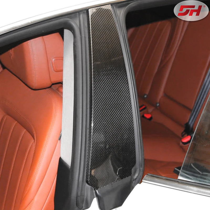 Car Carbon Fiber Window Center Pillar B-pillar Decorative Sticker Cover for Maserati Quattroporte Ghibli 2013- UP