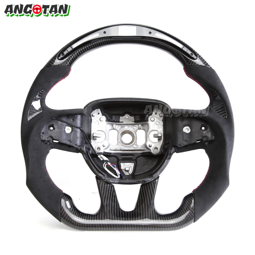 Carbon Fiber Steering Wheel For Dodge Challenger Charger 2015-2022 Alcantara LED Racing Steering Wheel Customized Perforated