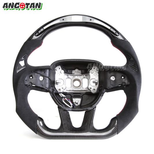 Carbon Fiber Steering Wheel For Dodge Challenger Charger 2015-2022 Alcantara LED Racing Steering Wheel Customized Perforated