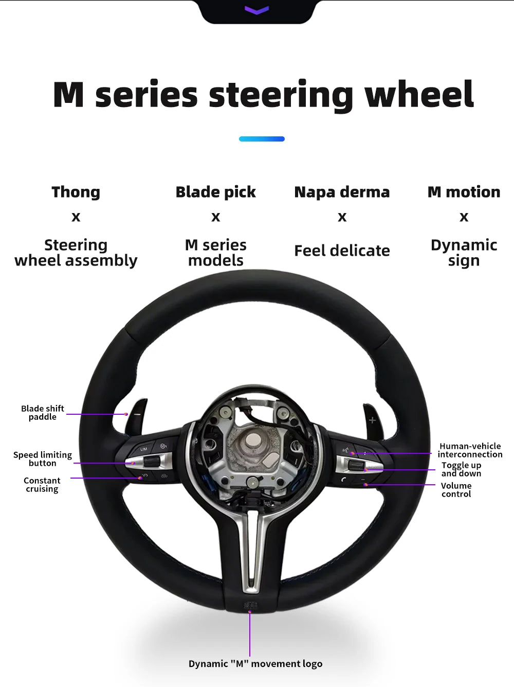 Interior M Series Leather Steering Wheel For BMW M3 M5 F20 F22 F23 F30 F33 F34 X1 F48 X5 F15 X3 F25 F80 E90 E70 E84 With Paddles