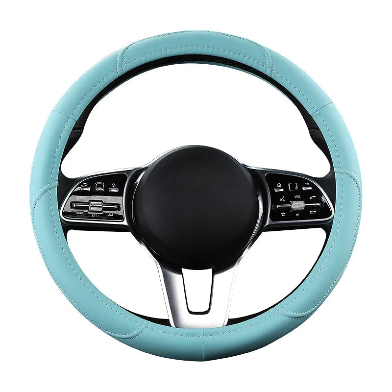 Color Name: Brown - Car Anti-Slip Leather Steering wheel Cover Universal car Steering Wheel Protective Cover Fashion Style 38cm Pink - Premium Interior Accessories from NoEnName_Null - Just $41.27! Shop now at Rapidvehicles