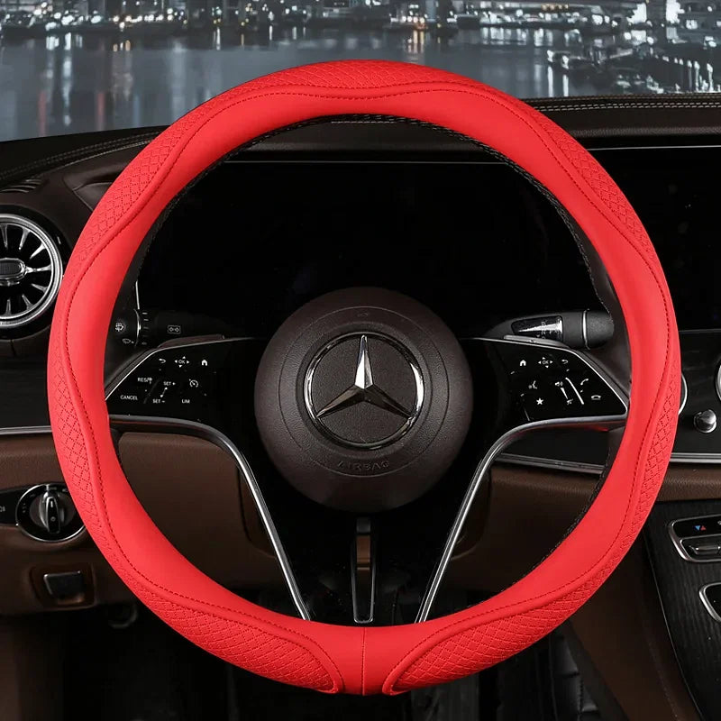 Color Name: GRAY - Car Anti-Slip Leather Steering Wheel Cover Universal Car Steering Wheel Protective Cover Fashion Style 38cm Sport Style Cool - Premium Interior Accessories from NoEnName_Null - Just $44.20! Shop now at Rapidvehicles