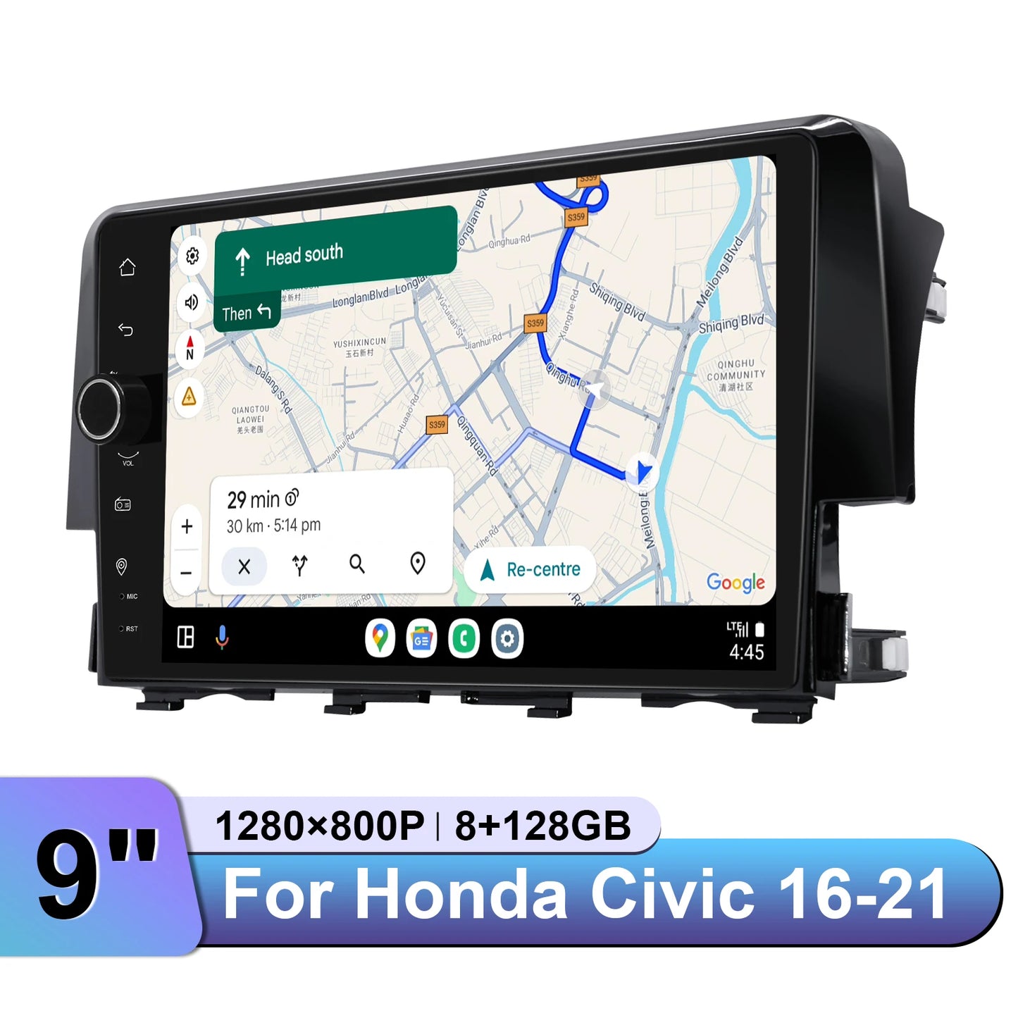 JOYING 9"Android 13 Car Radio Stereo Multimedia Player Carplay For Honda Civic 2016 -2021 Support Factory Cameras Plug and Play