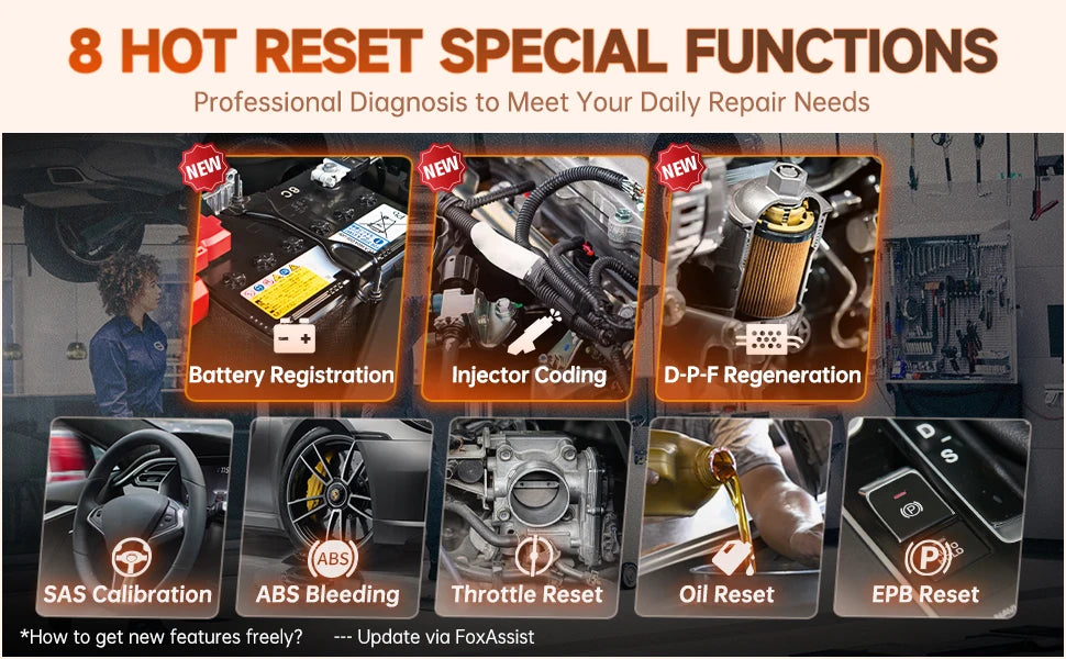 FOXWELL NT624 Elite OBD2 Scanner Car Diagnostic Scanner All Systems Code Reader SAS/Oil/EPB 8 Reset OBD2 Scanner Diagnostic Tool