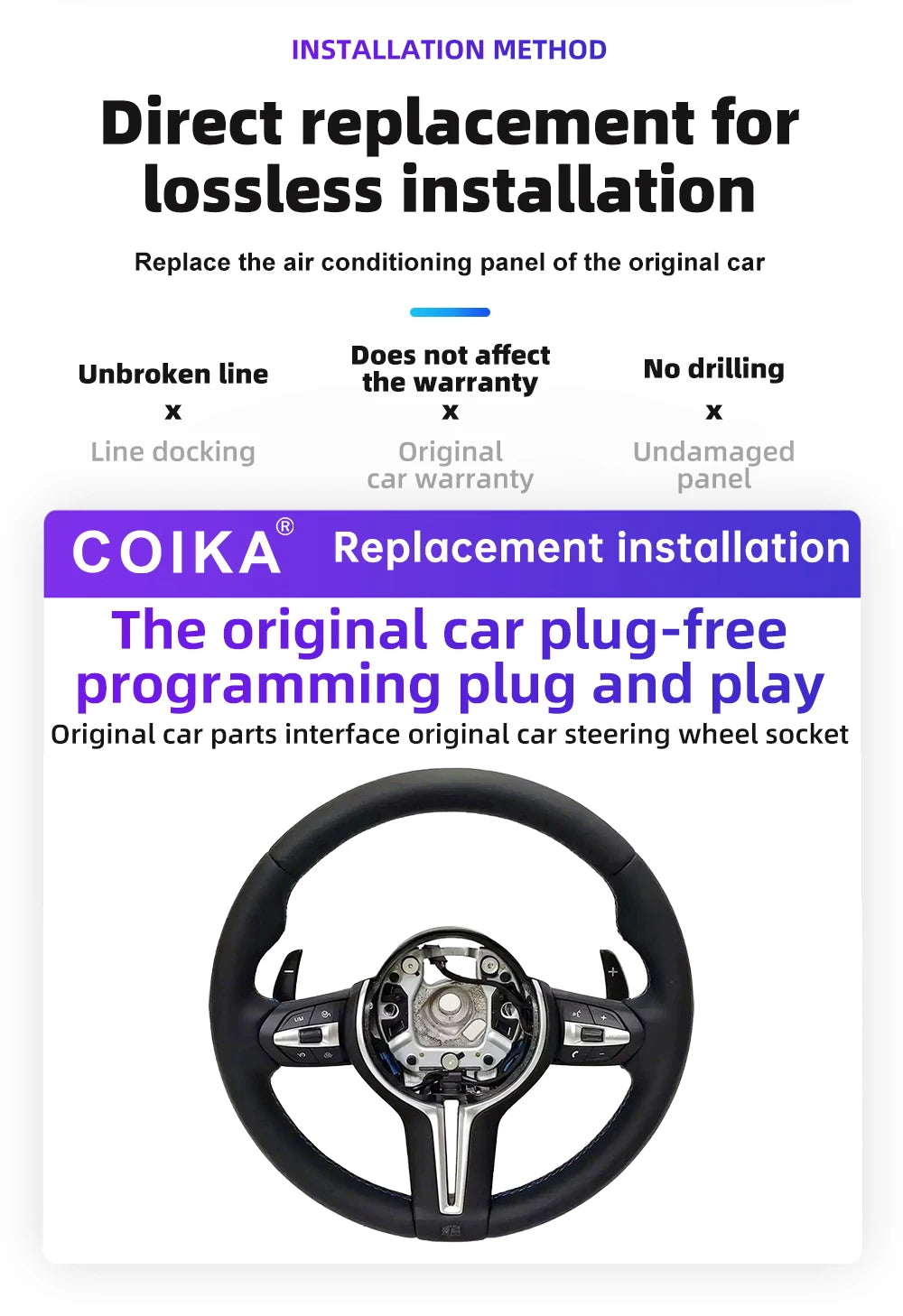 Old To New Upgrade Steering Wheel For BMW X5 X6 E70 E71 E81 E82 E84 E87 E88 E89 E90 E91 E92 E93 M Performance Car Accessories