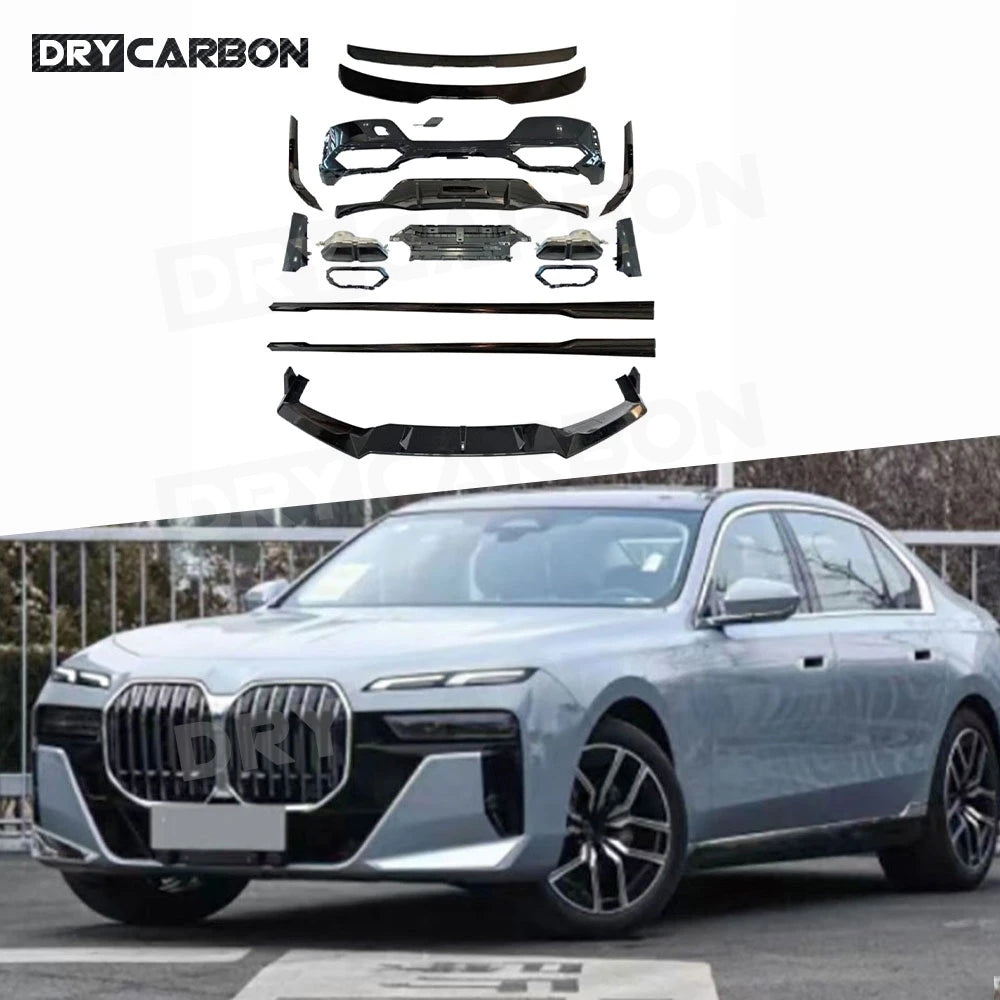 Front Bumper Lip Rear Spoiler Trunk Wing Rear Diffuser Exhaust Tips Side Skirts Body Kits for BMW 7 Series G70 Sport 2023+
