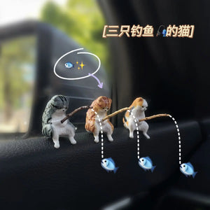 Color Name: Blue - Fishing cat Car Interior Decoration Cute Resin With Pipe Glasses Auto Rearview Mirror Pendant Air outlet For Car Accessories - Premium Interior Accessories from NoEnName_Null - Just $5.99! Shop now at Rapidvehicles