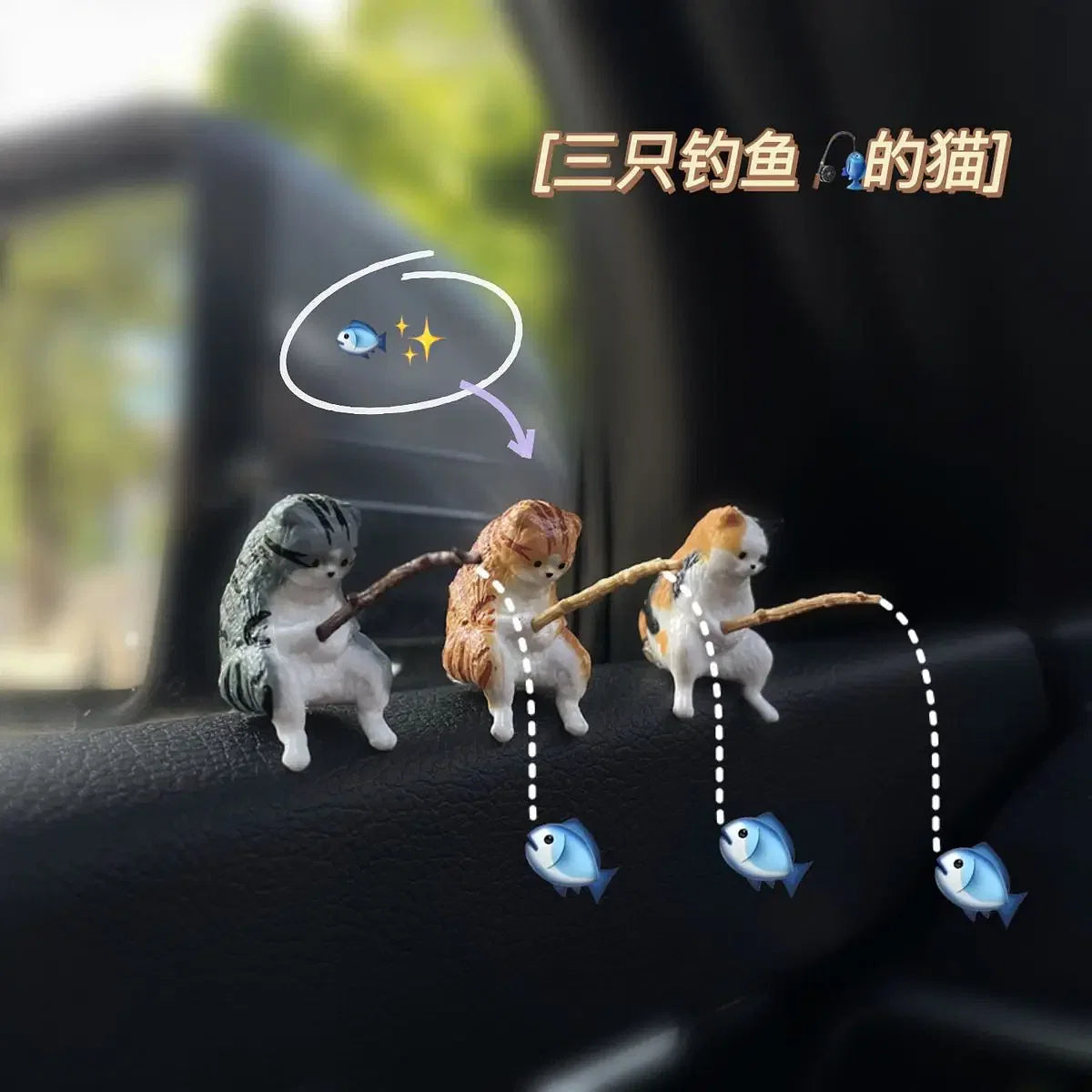 Color Name: Gold - Fishing cat Car Interior Decoration Cute Resin With Pipe Glasses Auto Rearview Mirror Pendant Air outlet For Car Accessories - Premium Interior Accessories from NoEnName_Null - Just $6.20! Shop now at Rapidvehicles