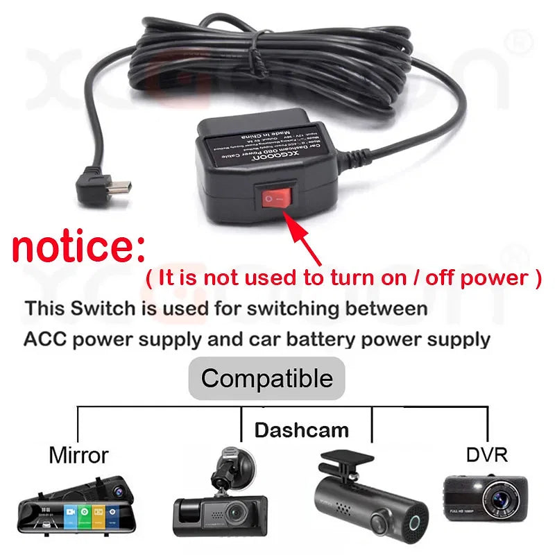 Color Name: Black - XCGaoon 24Hours Car OBD Hardwire Kit With - Premium Car Electronics from xcgaoon - Just $17.99! Shop now at Rapidvehicles