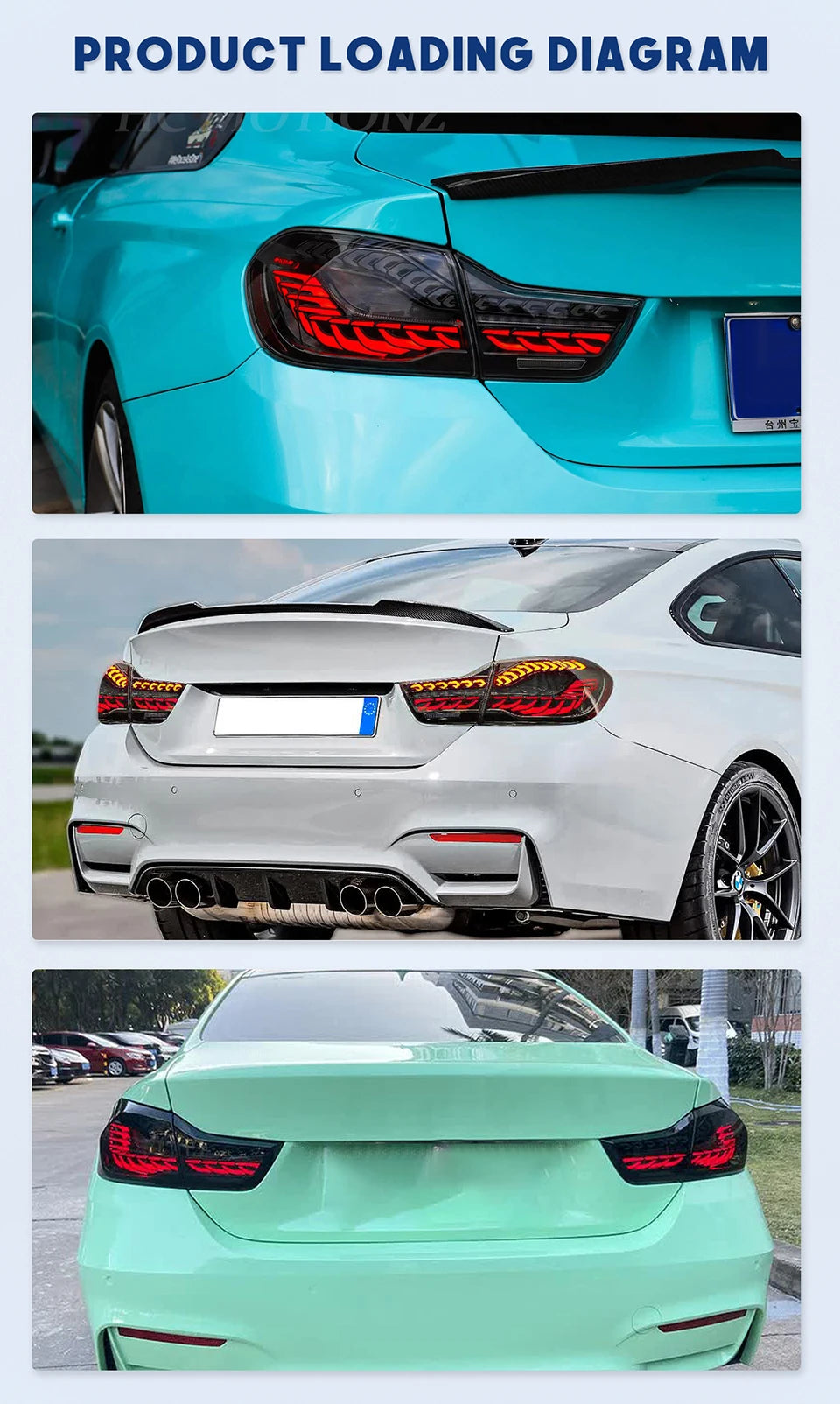 HCMOTIONZ LED Tail Lamp for BMW M4 2014-2020 Car Rear Back Light Assembly F32 F82 F83 F33 F36 420i Models 4 Series U.S. Shipment