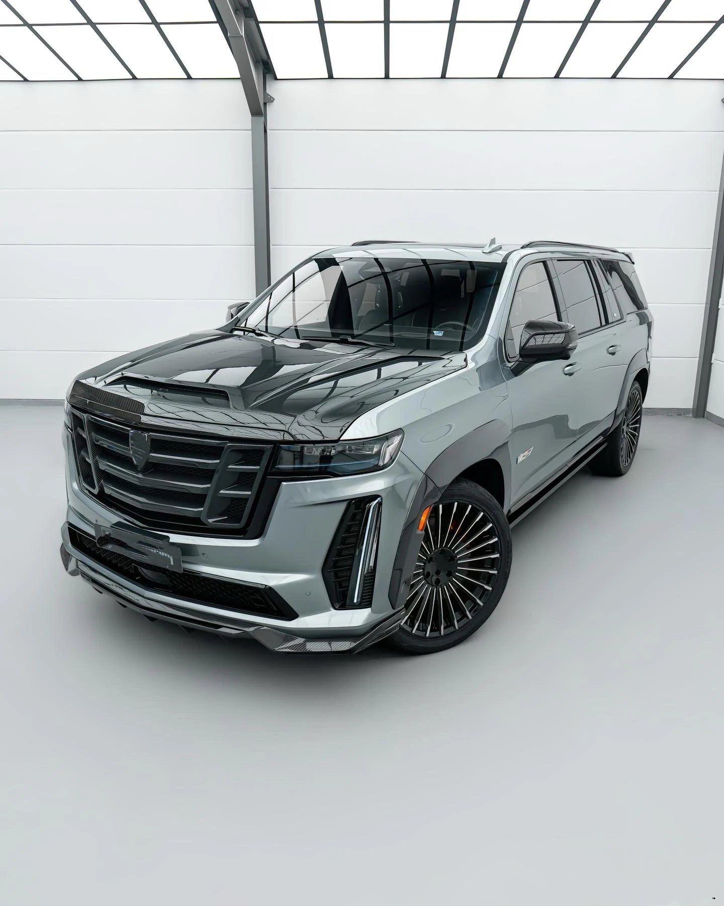 for Cadillac Escalade Upgrade  LD Style Carbon Fiber Wide Body Kit with New Front Lip Rear Diffuser Spoiler Hood Grill