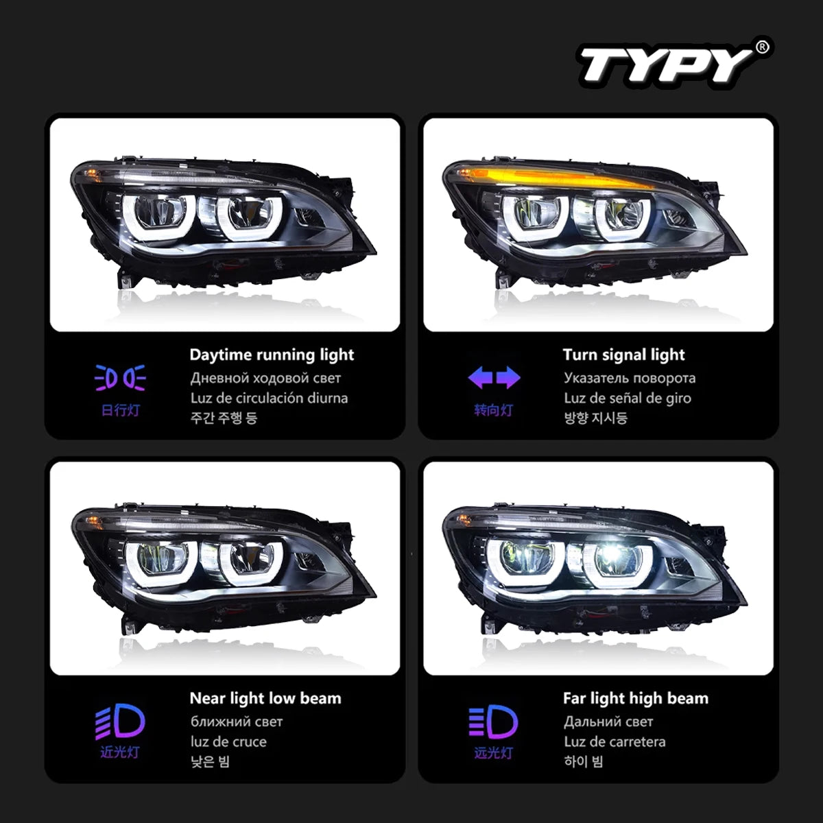 Car Headlights For BMW 7 Series F01 F02 2009-2014 LED Car Lamps Daytime Running Lights Dynamic Turn Signals Car Accessories