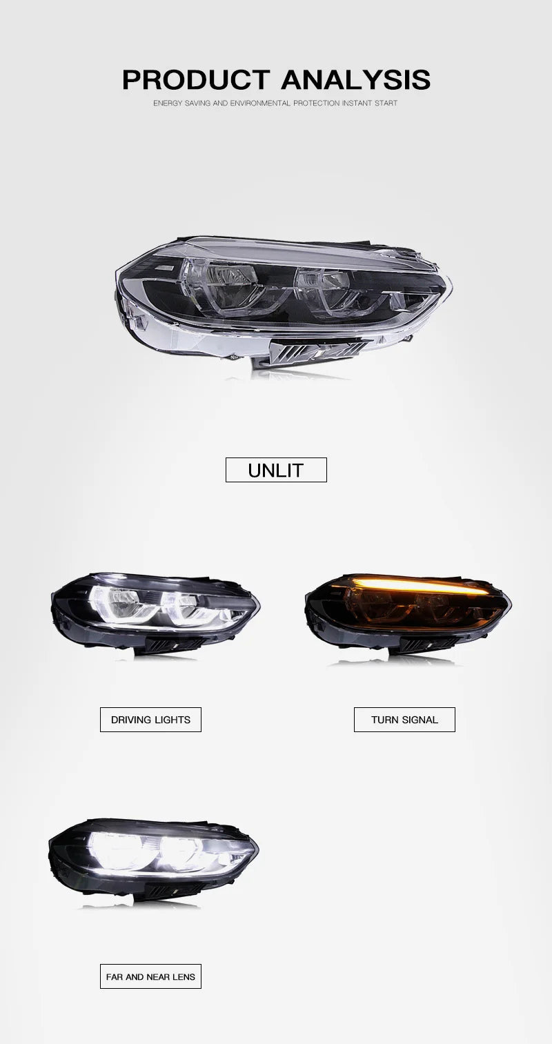 For BMW 1 Series F52 2015-2020 Car Auto Parts Headlight Assembly LED Lights Lamp DRL Signal Plug And Play