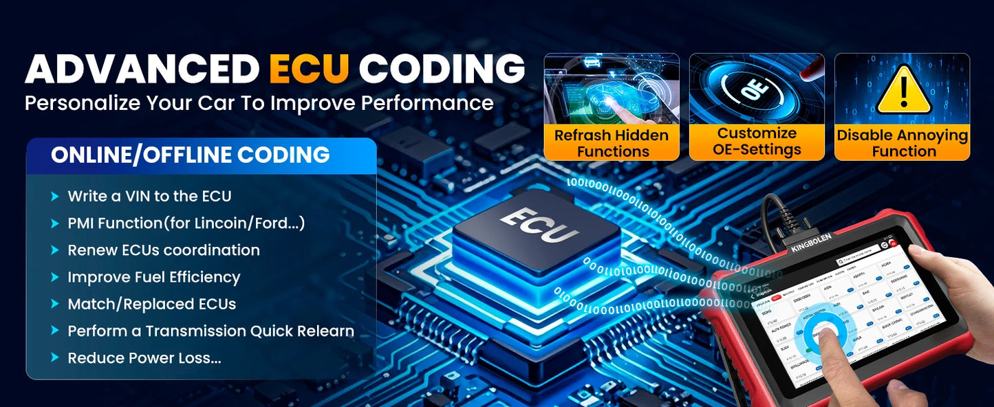 2025 KINGBOLEN K10 Pro Bi-Directional Scanner Full Systems Diagnostic Scan Tool, 40 Reset ECU Coding,AutoAuth for FCA SGW