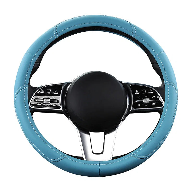 Color Name: Brown - Car Anti-Slip Leather Steering wheel Cover Universal car Steering Wheel Protective Cover Fashion Style 38cm Pink - Premium Interior Accessories from NoEnName_Null - Just $41.27! Shop now at Rapidvehicles