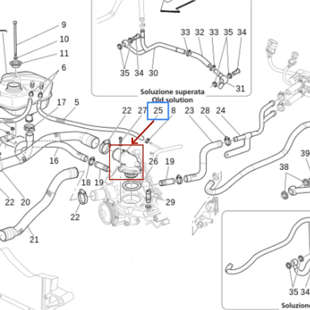 For Maserati Granturismo Guattroporte M139 M145 Automotive Cooling System Thermostat OEM 230890