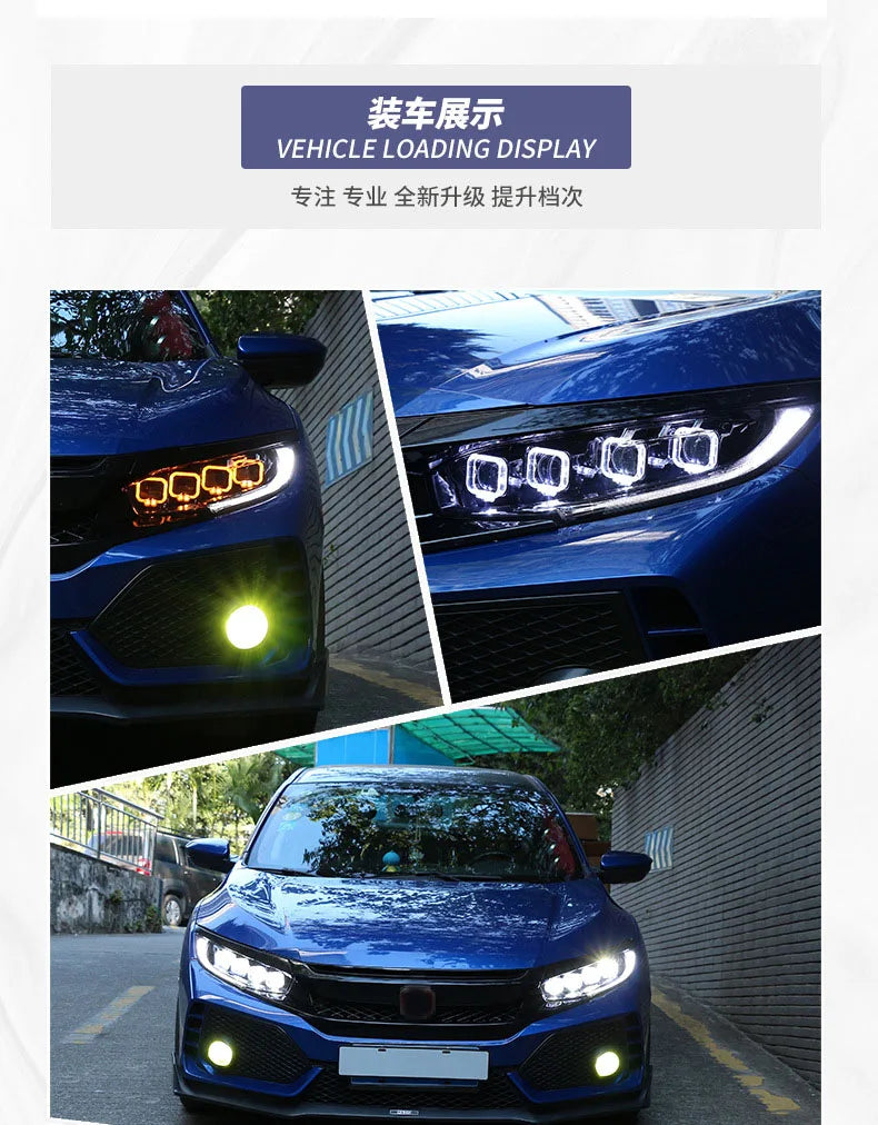 Car Led Headlights For Honda CIVIC 2016-2021 Bugatti style full LED Head Lamp daytime running DRL Head Lamp Front light Assembly