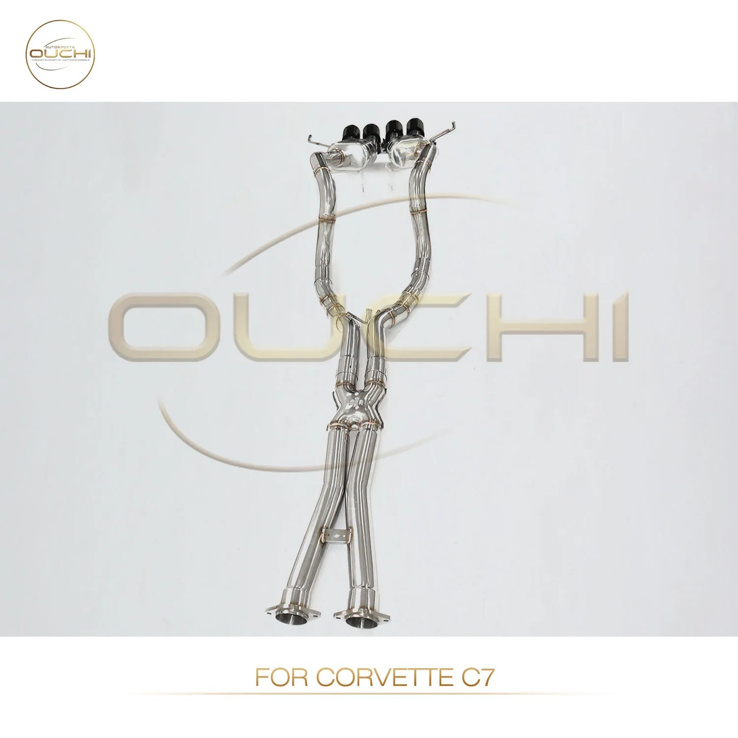 OUCHI Stainless Steel Catback Exhaust System for Chevrolet Corvette C7 Coupe Performance Dual Rear Exit Muffler