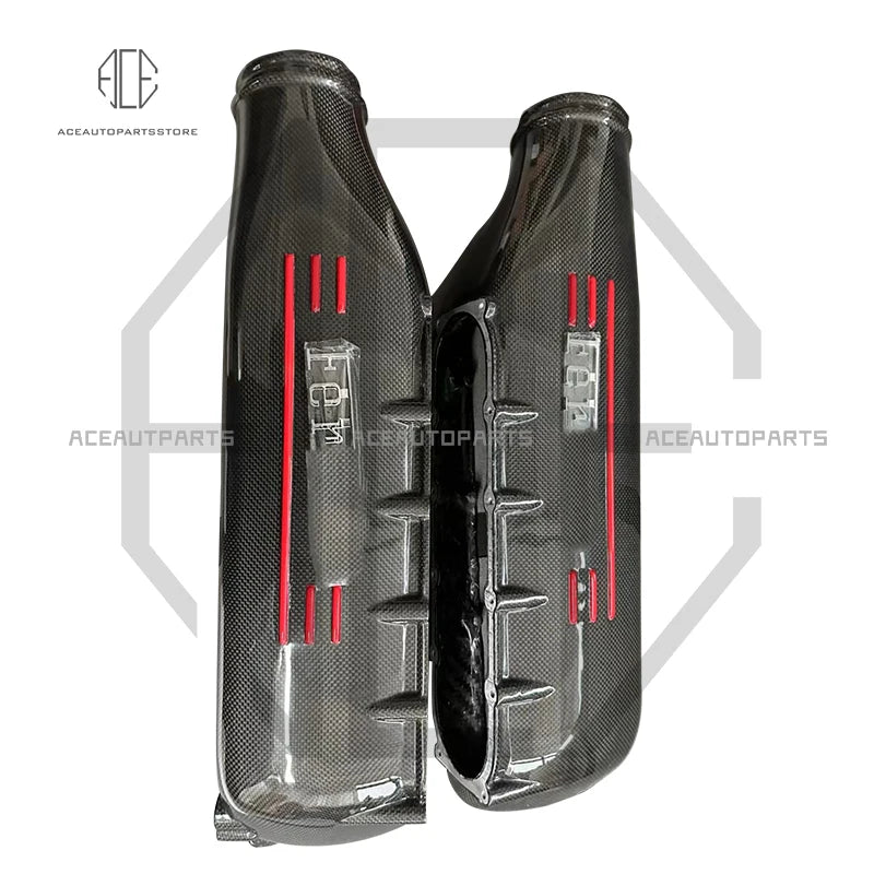 2 Pcs/Set  Dry Carbon Fiber Glossy Engine Air Intake Cover For Ferrari 458 Air Intakes Pipe Professional Auto Accessories